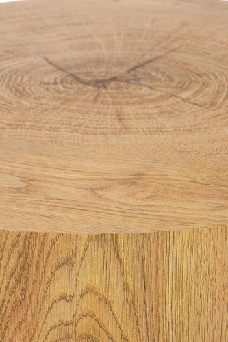 Stolik kawowy okrągły Woodsten S dąb loftowy do salonu, drewniany blat, czarny stelaż 45 cm