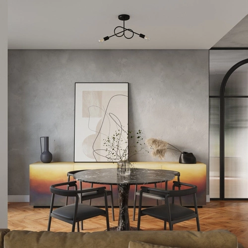 Żyrandol LOOP 2 czarny minimalistyczny do salonu i sypialni metalowy SOLLUX LIGHTING