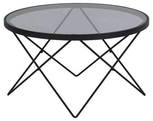 Stolik kawowy okrągły szklany Cuxton 80 cm czarny dymiony nowoczesny do salonu Actona