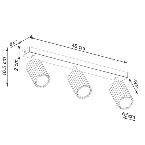 Plafon sufitowy biały KARBON 3L SOLLUX LIGHTING do salonu minimalistyczny aluminiowy regulowany