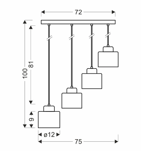 Lampa wisząca Olena czarna metalowa regulowana do salonu i sypialni loftowa 75cm