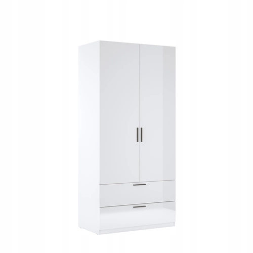 Szafa Holly biała połysk nowoczesna z szufladami i drążkiem do sypialni 100 cm