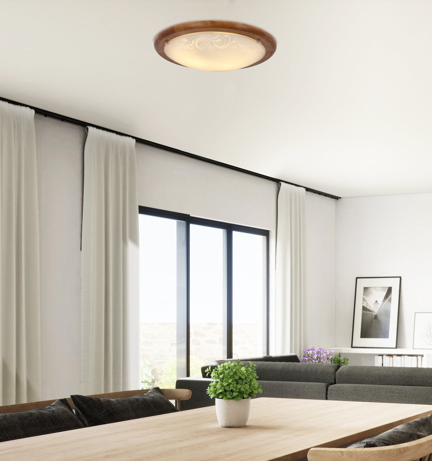 Plafon Herba 40 drewno standard 2x60 w E27 dąb