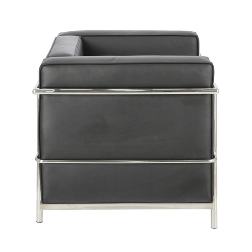 Fotel wypoczynkowy Kubik czarna skóra naturalna nowoczesny do salonu inspirowany LC2