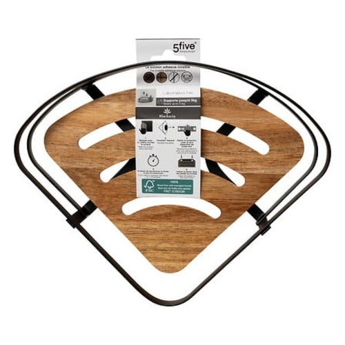 Blackacia półka łazienkowa narożna czarna z drewna akacjowego bez wiercenia 5five simply smart