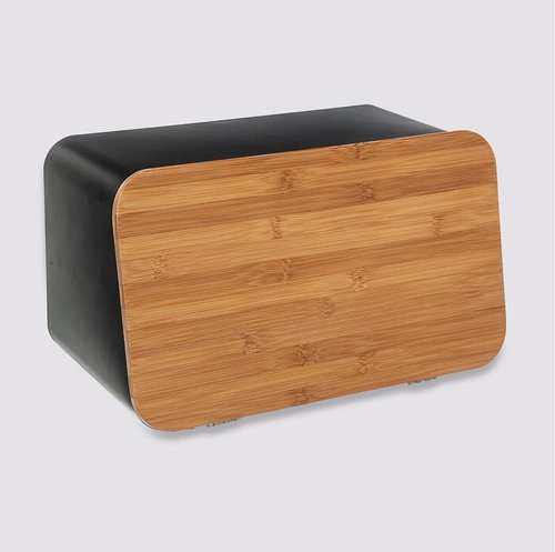 Chlebak bambusowy/metal czarny