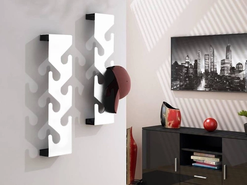 Nowoczesny biały wieszak ścienny do przedpokoju Cani Intesi metalowy na ubrania 6 haczyków