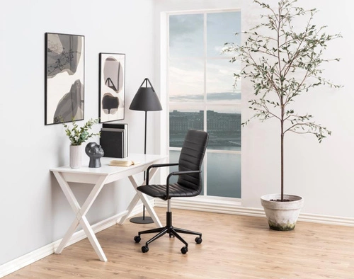 Winslow wygodny fotel biurowy ergonomiczny obrotowy czarny skórzany z podłokietnikami do biura