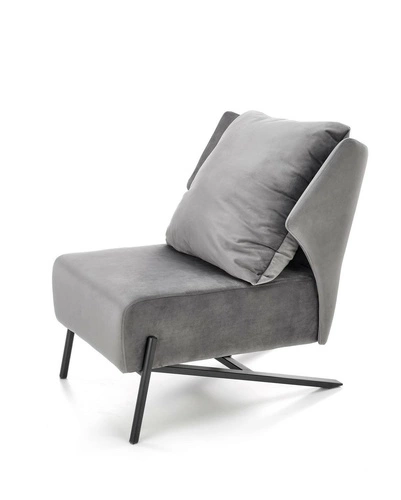 Fotel wypoczynkowy Varis szary welur skandynawski do salonu Intesi elegancki i komfortowy
