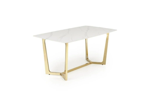 Stół do jadalni Rohs biały marmur i złoto 160x90 cm nowoczesny glamour prostokątny Intesi