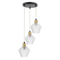 Lampa wisząca Greniko talerz czarny 3x40W E14 klosz bezbarwny