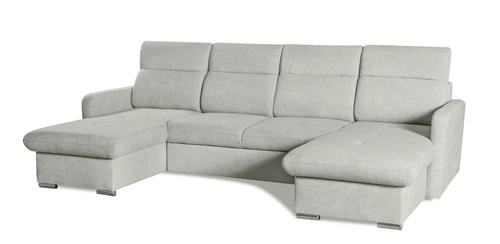 Duży narożnik U Limi z funkcją spania i pojemnikiem szary nowoczesny do salonu