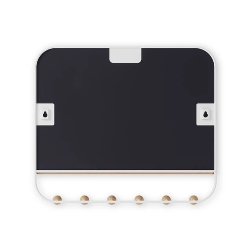 Lustro do przedpokoju prostokątne z półką Estique Umbra białe nowoczesne na ścianę