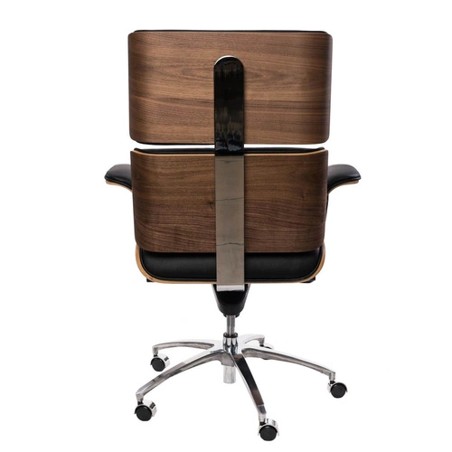 Fotel biurowy ergonomiczny VIP czarny skórzany obrotowy z podłokietnikami do biura D2.DESIGN