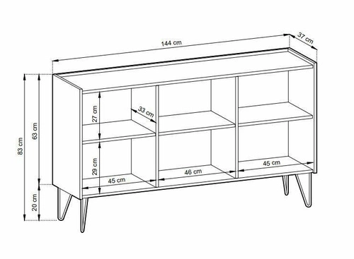 Komoda Marbren czarna glamour z wysokimi złotymi nogami 144 cm do salonu Intesi