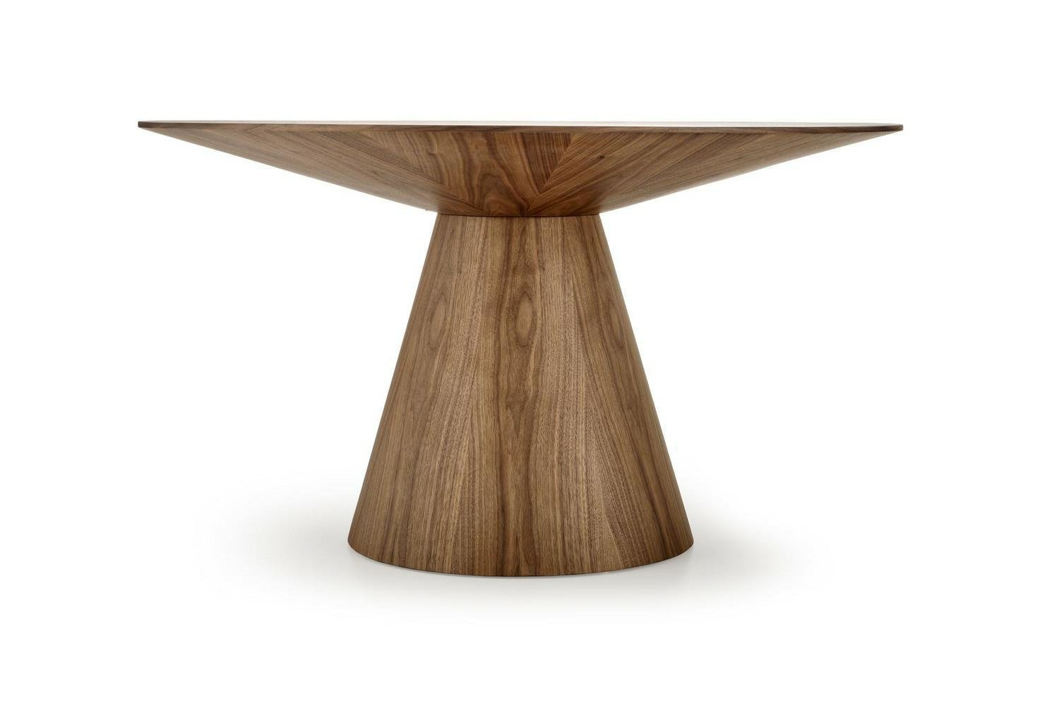 Stół okrągły do jadalni Obituar 136 cm nowoczesny orzechowy na jednej nodze Intesi
