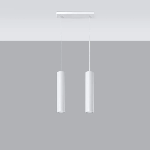 Lampa wisząca Lagos 2 biała nowoczesna metalowa do kuchni i jadalni nad wyspę