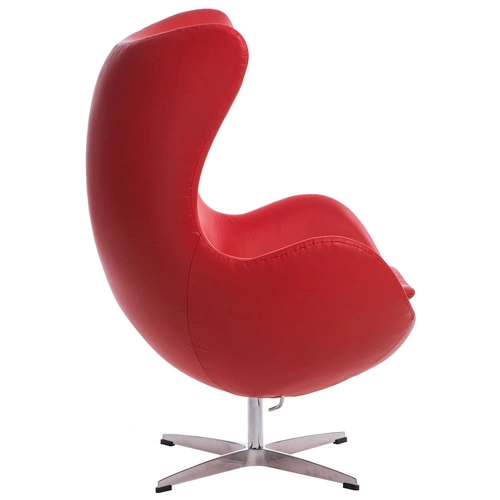 Fotel uszak Jajo Egg D2.DESIGN czerwony skórzany obrotowy z funkcją kołyski do salonu