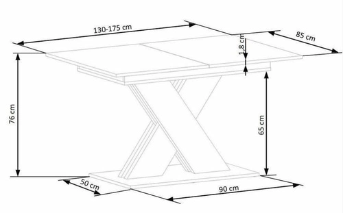 Stół rozkładany Terol dąb wotan czarny nowoczesny do jadalni i salonu 130–175 cm Intesi