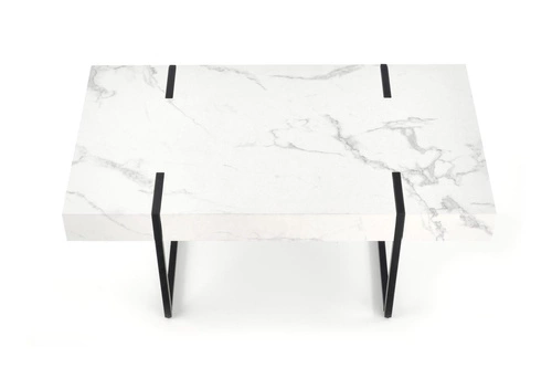 Stolik kawowy Marbella prostokątny biały marmur czarny nowoczesny loft do salonu 110x60 cm