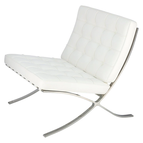 Fotel wypoczynkowy BA1 inspirowany Barcelona do salonu biały ekoskóra nowoczesny glamour