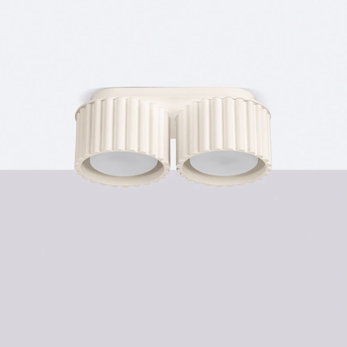 Plafon sufitowy nowoczesny AURA 2 beżowy aluminium do salonu i kuchni GX53