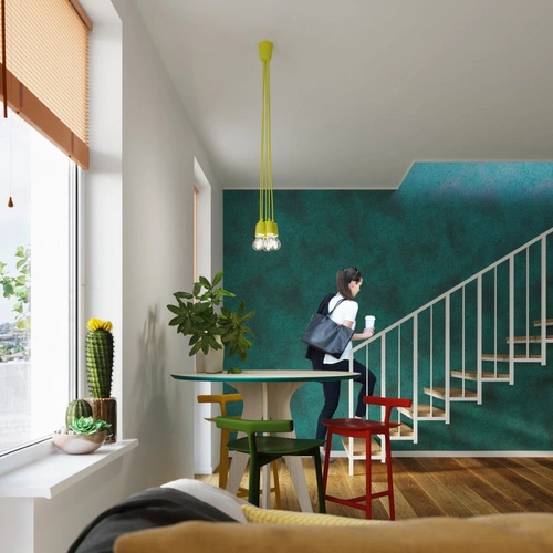 Lampa wisząca pojedyncza żółta Diego nowoczesna regulowana do kuchni i salonu