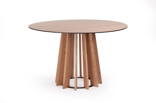 Stół okrągły do jadalni Tavle 145 cm dąb naturalny nowoczesny na jednej nodze NORDIFRA