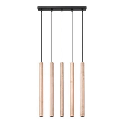 Lampa wisząca Pastelo 5L nowoczesna drewniana do salonu i jadalni naturalny kolor