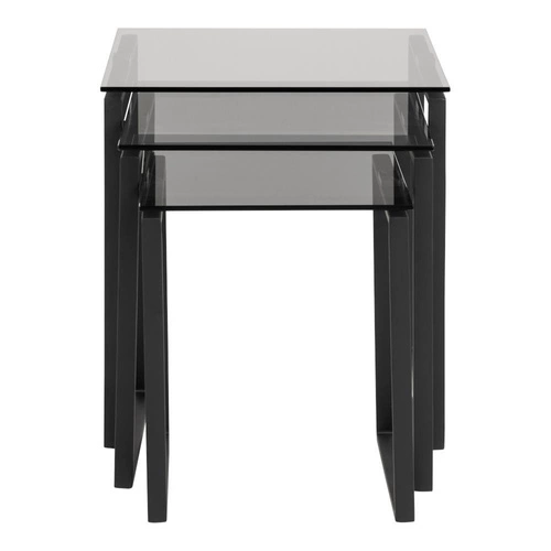 Zestaw trzech nowoczesnych stolików kawowych Katrine szklanych, kwadratowych do salonu Actona