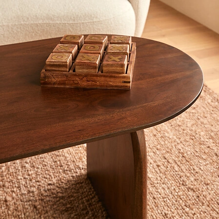 Stolik kawowy Isana owalny drewniany do salonu nowoczesny brązowy Atmosphera 120x60 cm