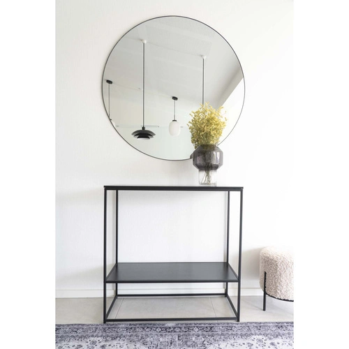 Lustro okrągłe Jersey 100 cm w czarnej ramie na ścianę do salonu lub sypialni