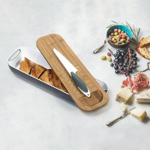 Intesi zestaw 3w1 nowoczesna bambusowa deska do krojenia z pojemnikiem na pieczywo