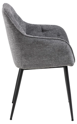 Krzesło tapicerowane Brooke antracytowe do jadalni nowoczesne z podłokietnikami Actona