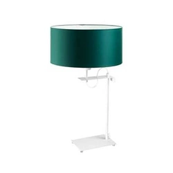 Lampka nocna do sypialni Alaska nowoczesna z abażurem zieleń butelkowa stelaż biały LYSNE