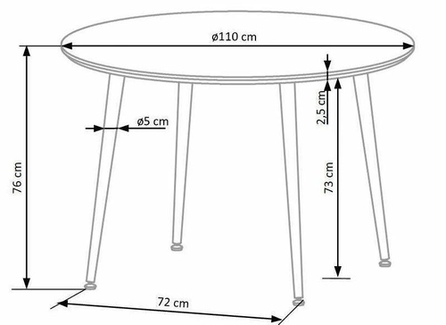 Stół okrągły do jadalni Nicode 110 cm nowoczesny orzech ze złotymi nogami Intesi