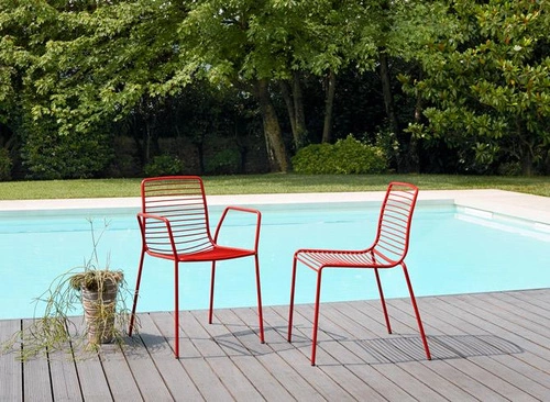 Krzesło metalowe Summer SCAB Design szare nowoczesne z podłokietnikami do ogrodu i tarasu