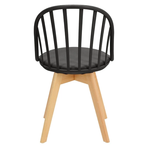Krzesło do jadalni Sirena Intesi czarne z tworzywa i drewna łatwe w czyszczeniu skandynawskie