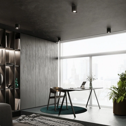 Plafon sufitowy czarny MIKA minimalistyczny aluminiowy do salonu kuchni lub sypialni