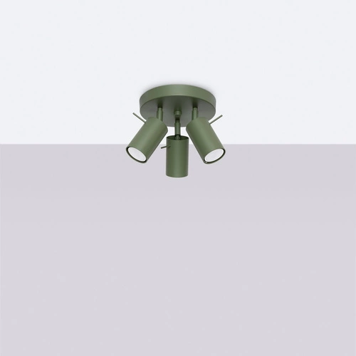 Plafon sufitowy RING 3P nowoczesny zielony oliwkowy stalowy do salonu i sypialni