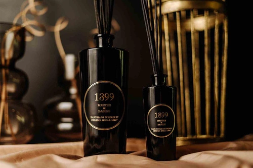 Cereria Molla Dyfuzor zapachowy Reed 100ml mięta bazylia do domu szkło czarny