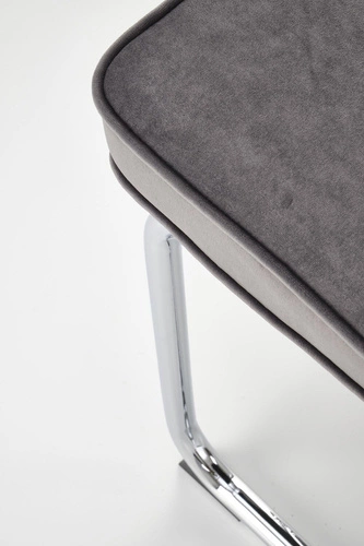 Krzesło tapicerowane welurowe Nelson Intesi szare na płozach do jadalni nowoczesne glamour