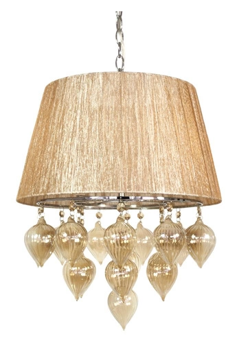Lampa wisząca glamour Elissa z drewnem i szkłem do salonu i jadalni regulowana 40 cm