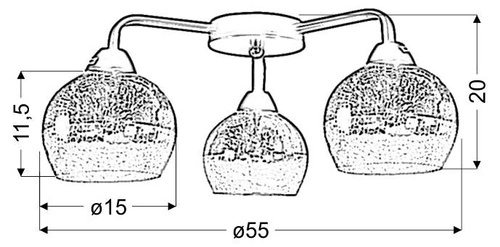 Lampa sufitowa Cromina gold 3x60W E27 czarny