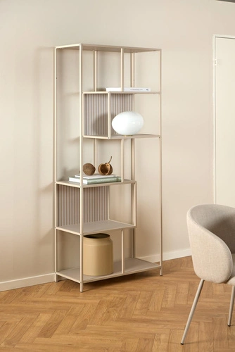 Regał loftowy Seaford II Actona beżowy na książki do salonu 77 cm