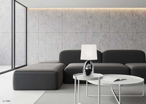 Lampa stołowa Hierro glamour srebrna z abażurem do sypialni i salonu CANDELLUX LIGHTING