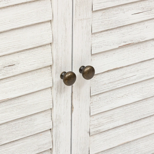 Komoda biała Olbia 110 cm prowansalska z naturalnym blatem drewnianym do salonu Atmosphera