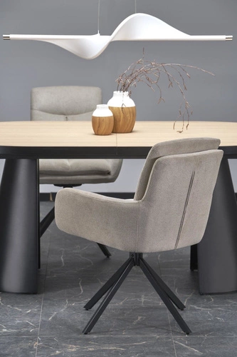 Stół rozkładany do jadalni Ardel owalny nowoczesny naturalny blat czarne nogi 180-240 cm