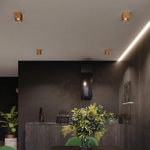 Plafon sufitowy kwadratowy QUAD 1 złoty metalowy nowoczesny do salonu SOLLUX LIGHTING