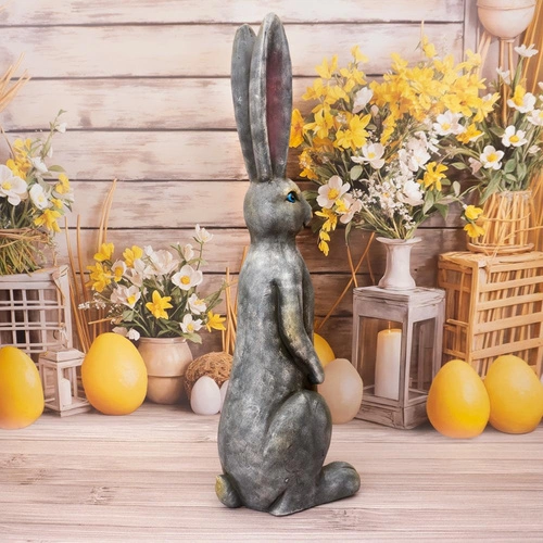 Intesi figurka wielkanocna zając wysoki 81cm szary dekoracja do salonu i na stół nowoczesna